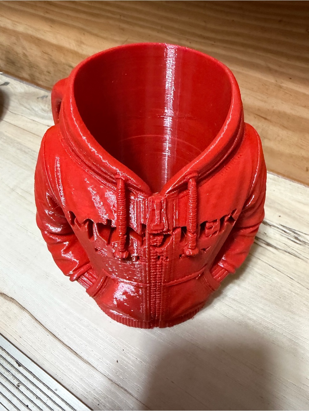 Red Hoodie-Shaped Decorative Vase — Home Art Vest Sculpture
